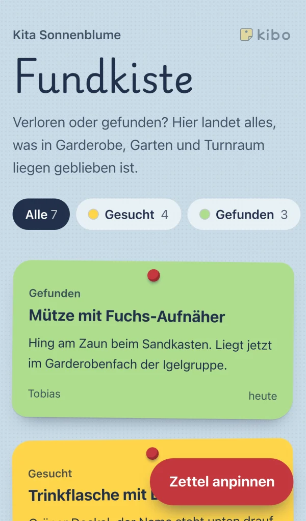 Die Fundkiste auf dem Handy